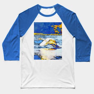 Running Take-Off - White Swan Baseball T-Shirt